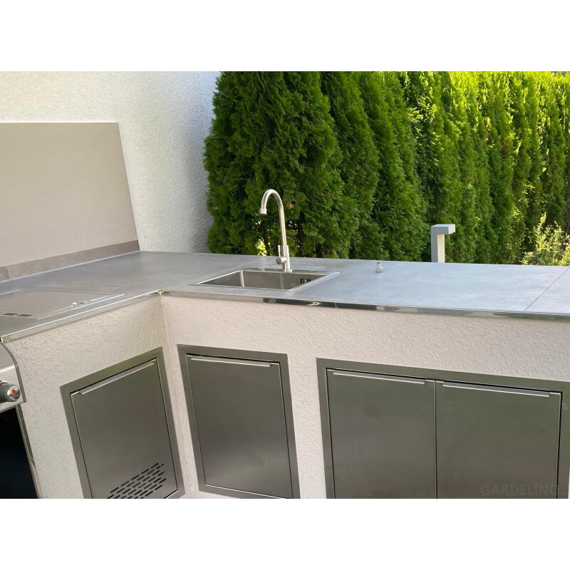 Vivandio Outdoor Spüle L mit Kalt- und Warmwasserarmatur (483 x 210 x 450 mm)