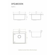 Vivandio Outdoor Spüle L mit Kalt- und Warmwasserarmatur (483 x 210 x 450 mm)