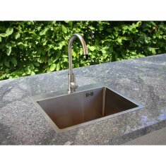 Vivandio Outdoor Spüle L mit Kalt- und Warmwasserarmatur (483 x 210 x 450 mm)