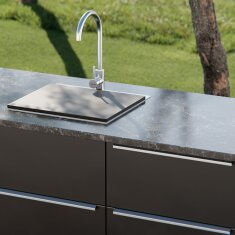 Vivandio Outdoor Spüle L mit Kalt- und Warmwasserarmatur (483 x 210 x 450 mm)