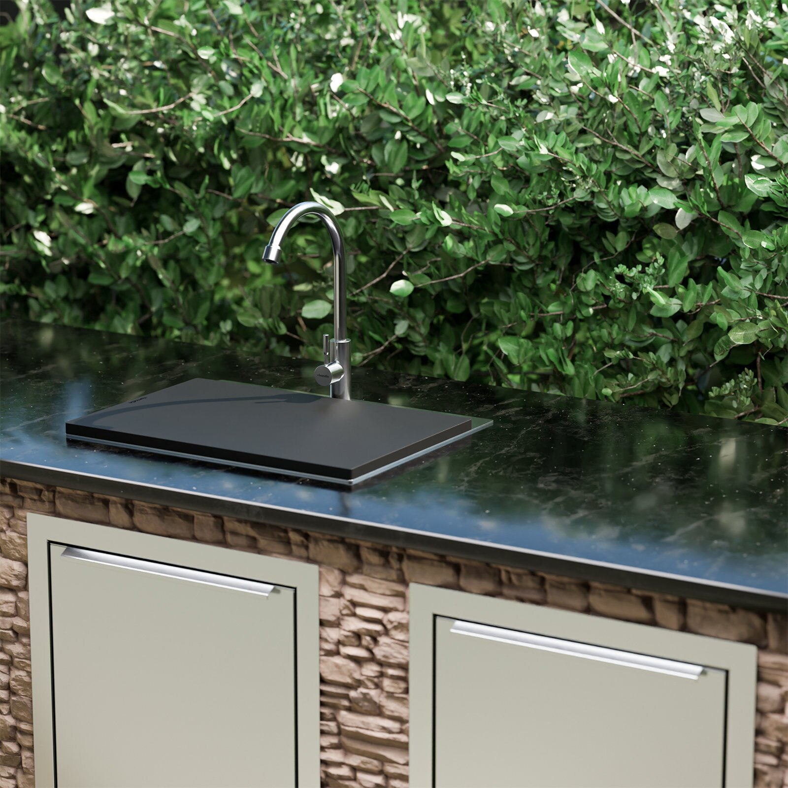 Vivandio Outdoor Spüle MA mit Kaltwasserarmatur (460 x 210 x 370 mm)