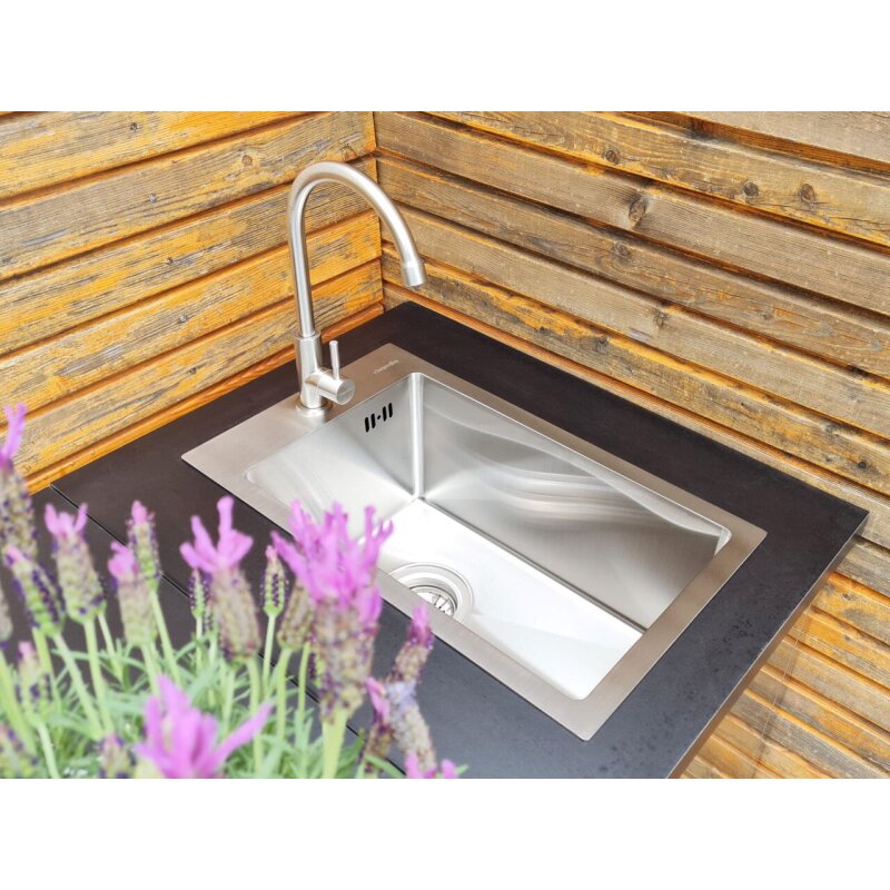 Vivandio Outdoor Spüle MB mit Kaltwasserarmatur für Gartenschlauch (310 x 210 x 520 mm)
