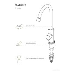 Vivandio Outdoor Spüle MB mit Kaltwasserarmatur für Gartenschlauch (310 x 210 x 520 mm)