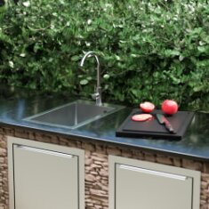 Vivandio Outdoor Spüle MB mit Kaltwasserarmatur für Gartenschlauch (310 x 210 x 520 mm)