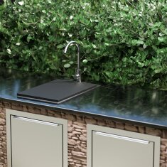 Vivandio Outdoor Spüle MB mit Kaltwasserarmatur für Gartenschlauch (310 x 210 x 520 mm)