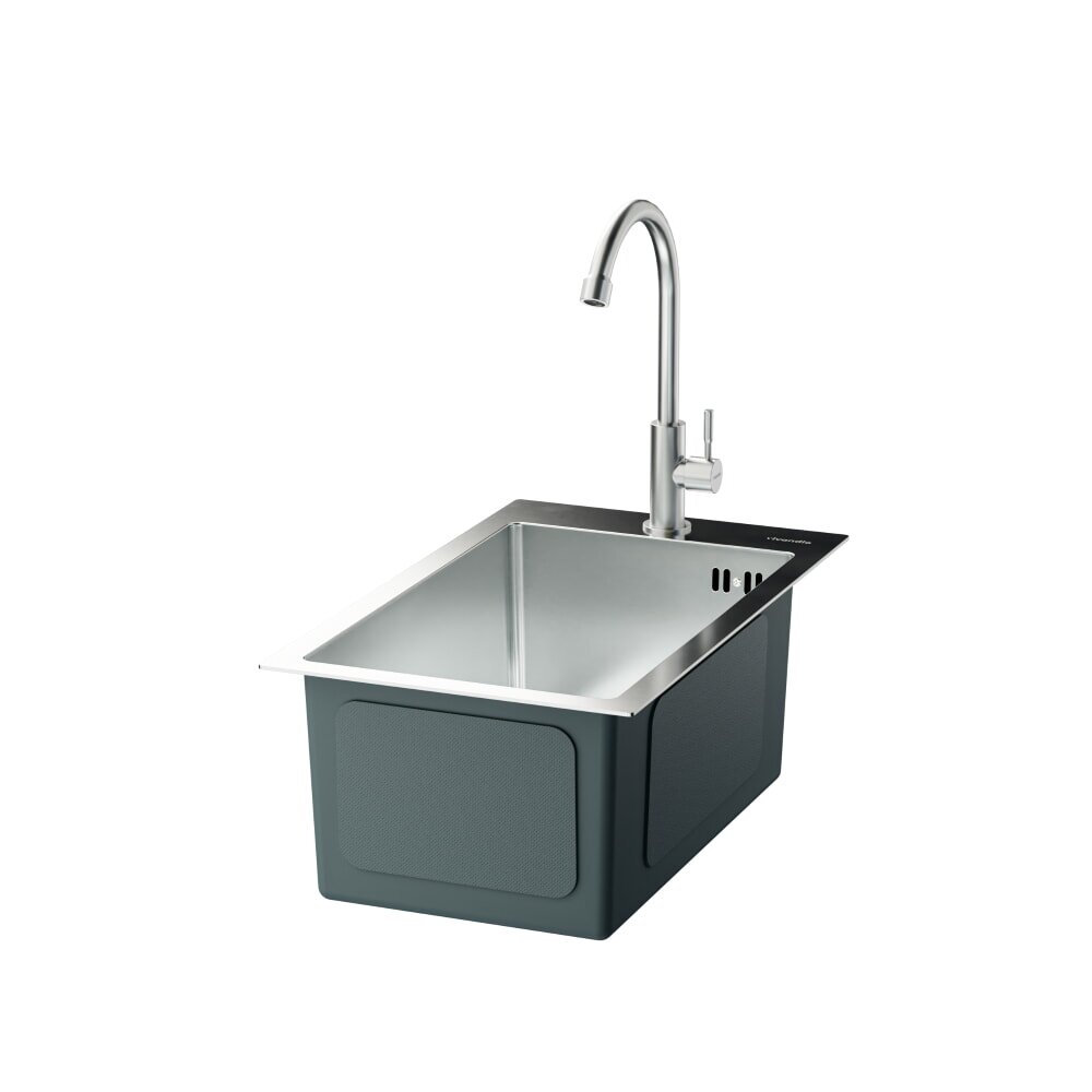 Vivandio Outdoor Spüle MB mit Kaltwasserarmatur für Gartenschlauch (310 x 210 x 520 mm)