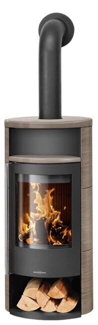 Ovaler Kaminofen Oranier Polar Neo 8 - 8 kW, Kachel Grappa, Korpus Stahl Gussgrau