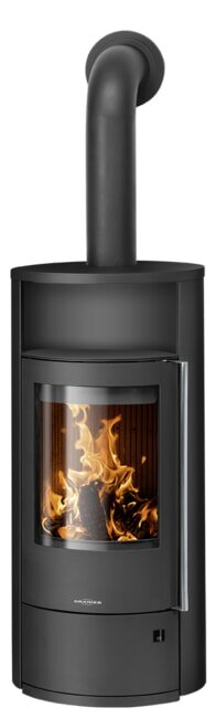 Ovaler Kaminofen Oranier Polar Neo 8 - 8 kW, Paprikarot, Korpus Stahl Schwarz