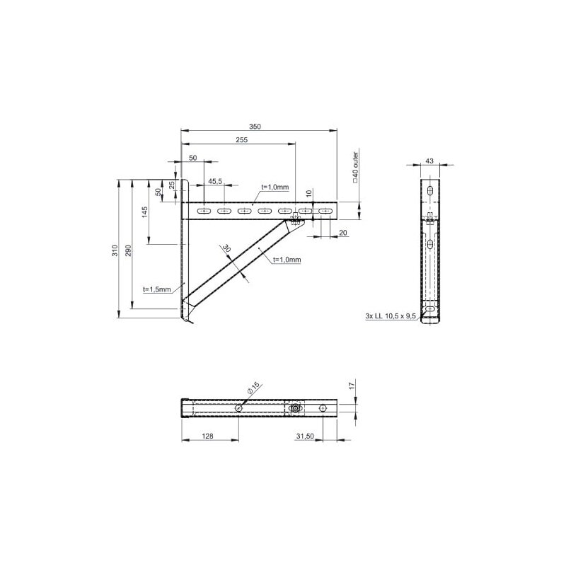 Wandstütze + Querträger Typ 1 - 350 mm