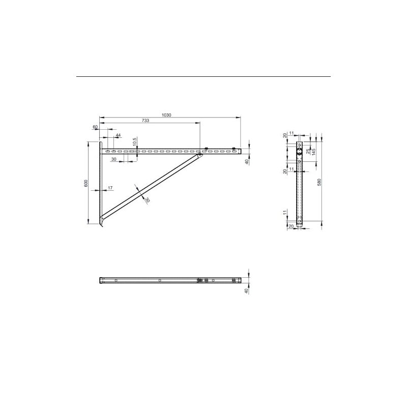 Wandstütze + Querträger Typ 4 - 1030 mm