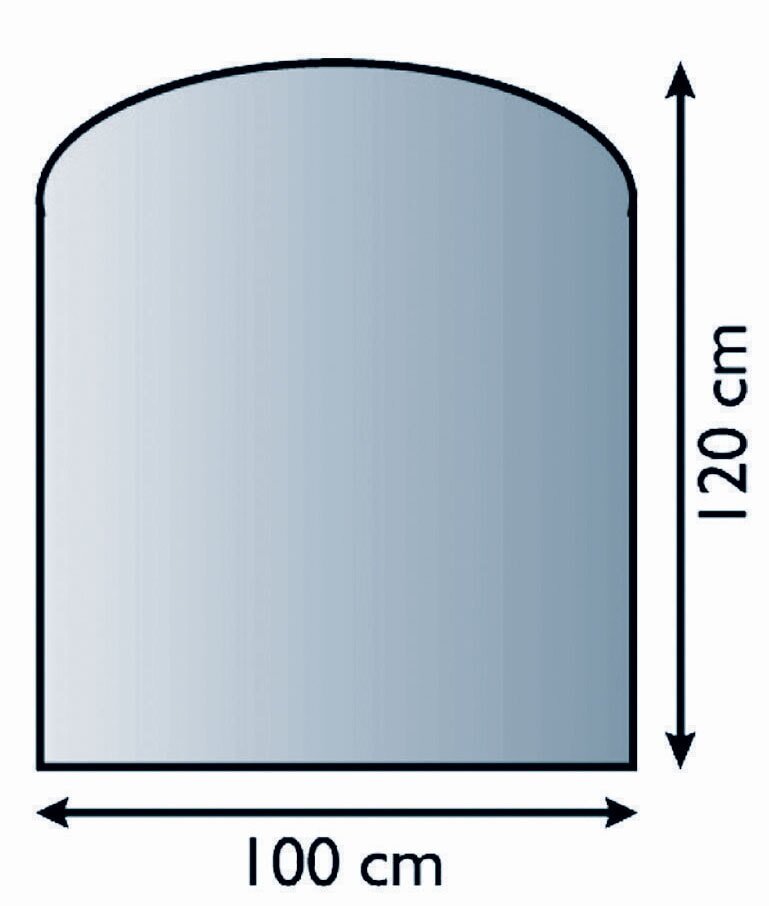 Bodenplatte Glas ESG 6mm mit Facette Segmentbogen 1200 x 1000 mm