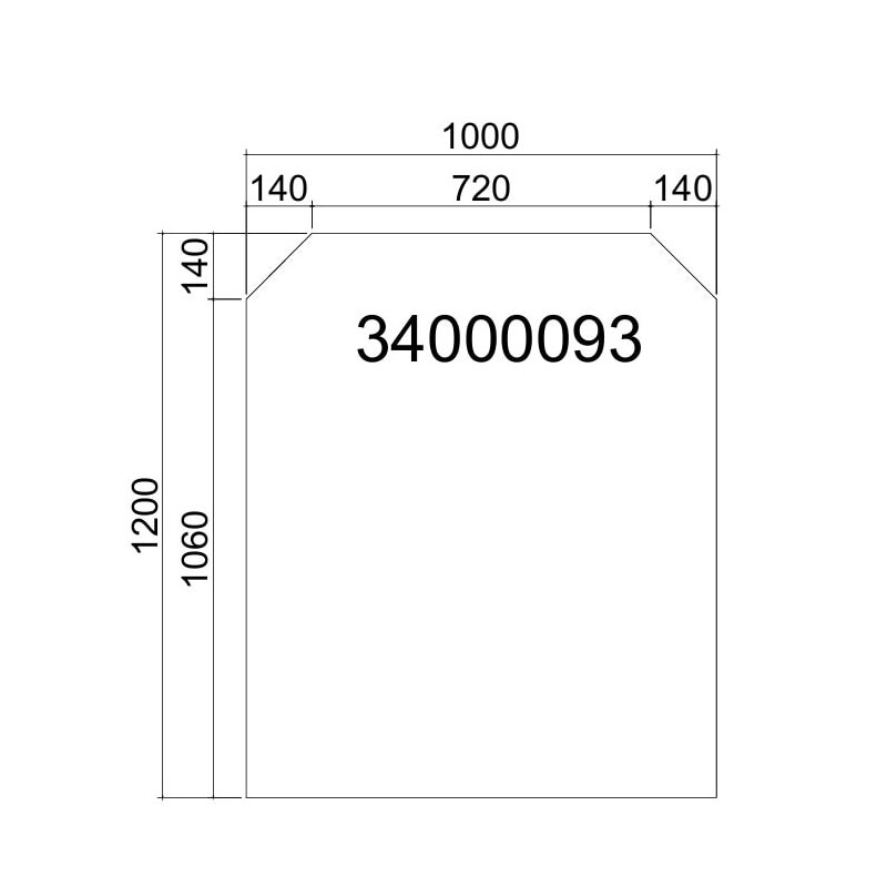 Bodenplatte Glas ESG 6mm mit Facette Sechseck 1200 x 1000 mm