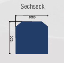 Bodenplatte Glas ESG 6mm mit Facette Sechseck 1200 x 1000 mm