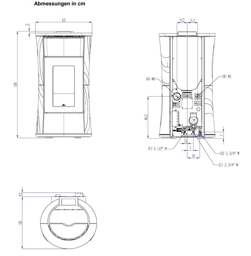 Pelletofen wasserführend Edilkamin Cherie H 10 Evo - 10,5 kW