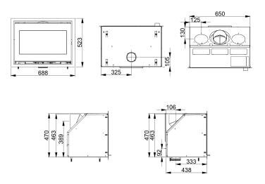 Kamineinsatz SCAN 1005 BB schwarzes Glas/ schwarze Kantenleiste 32 mm - 6 kW