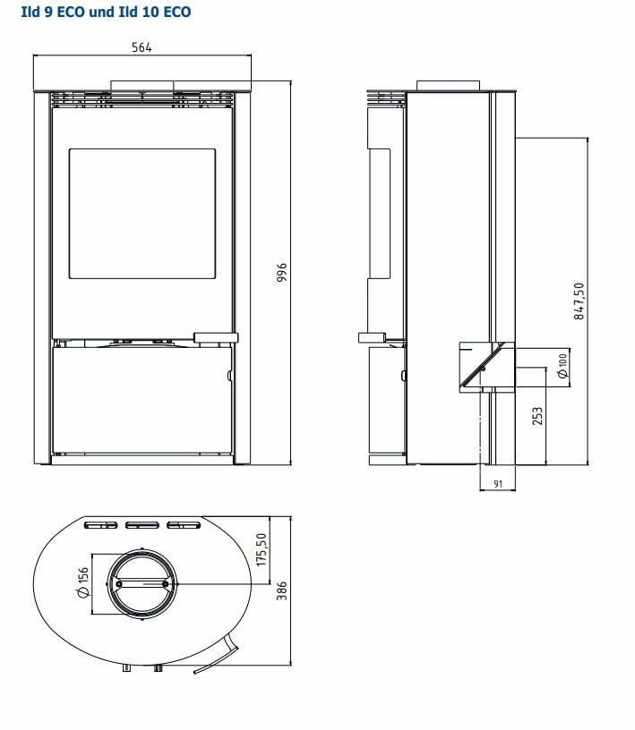 Kaminofen ILD 9 Eco AP (BP) - 6,5 kW - Schwarz