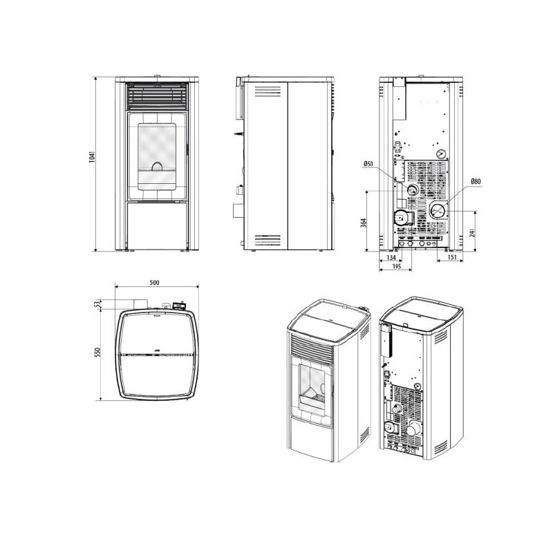 Pelletofen wassergeführt MCZ EGO Hydromatic 12 R (Anschluss hinten) - Maestro+ - 12 kW