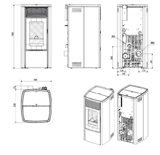 Pelletofen wassergeführt MCZ EGO Hydromatic 12 R (Anschluss hinten) - Maestro+ - 12 kW