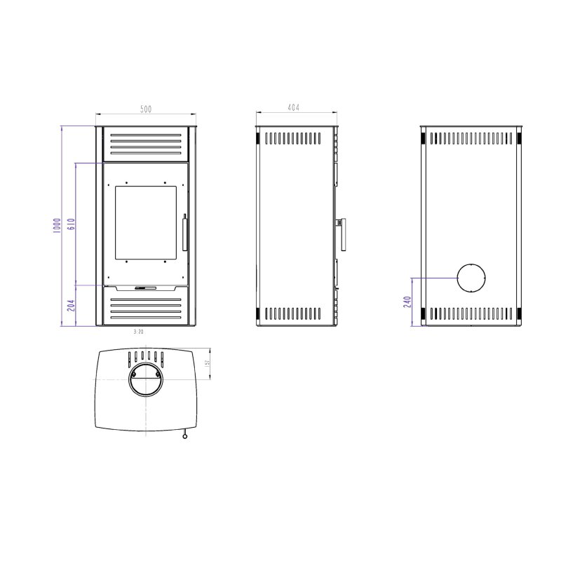 Kaminofen Wamsler Seto 1G - 8 kW - Stahl Schwarz