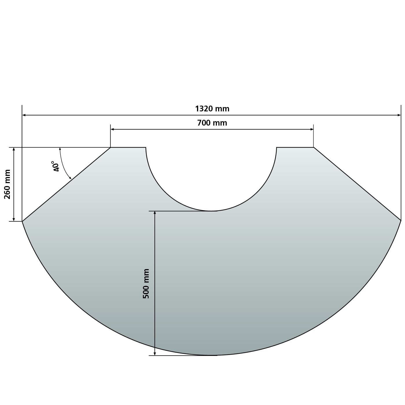 Justus Glasvorlegeplatte für runde Öfen, 1320 x 500 mm