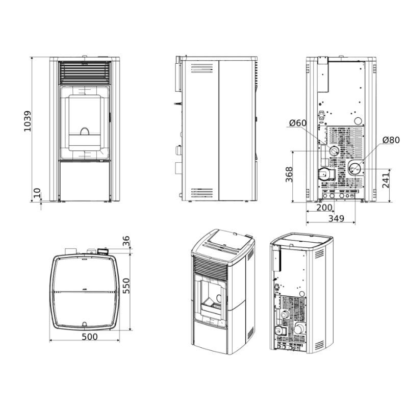 Pelletofen wassergeführt MCZ EGO Hydromatic 8 R (Anschluss hinten) - Maestro+ - 8 kW