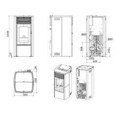 Pelletofen wassergef&uuml;hrt MCZ EGO Hydromatic 8 R (Anschluss hinten) - Maestro+ - 8 kW