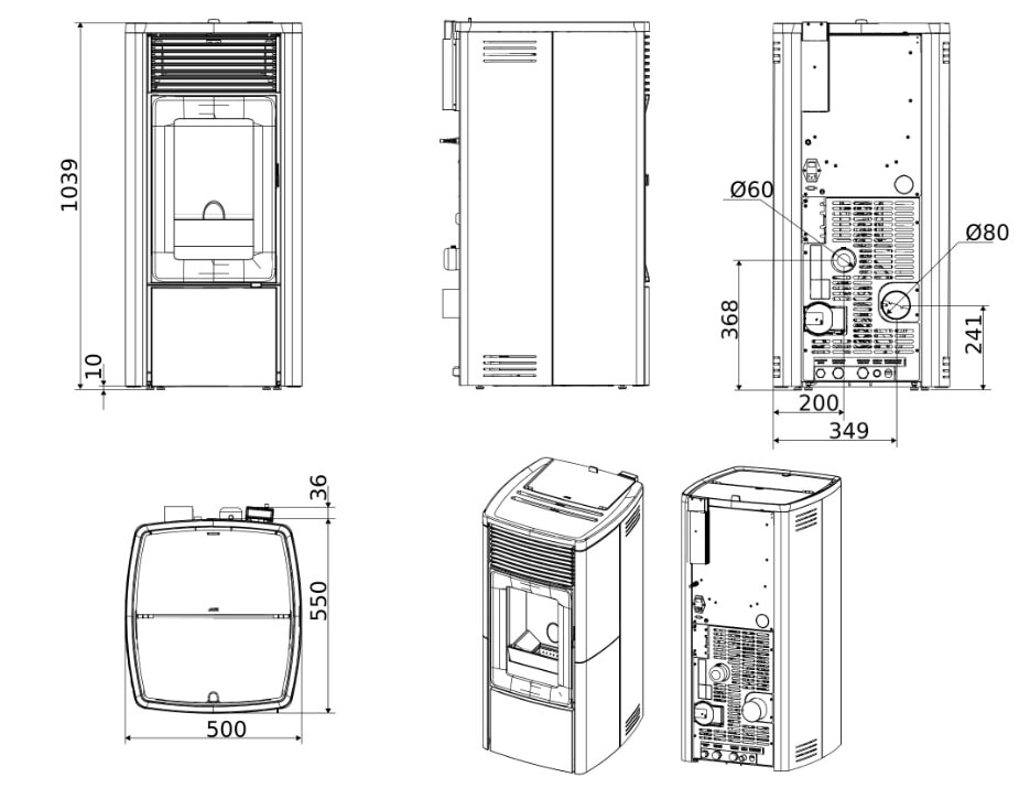 Pelletofen wassergeführt MCZ EGO Hydromatic 8 R (Anschluss hinten) - Maestro+ - 8 kW