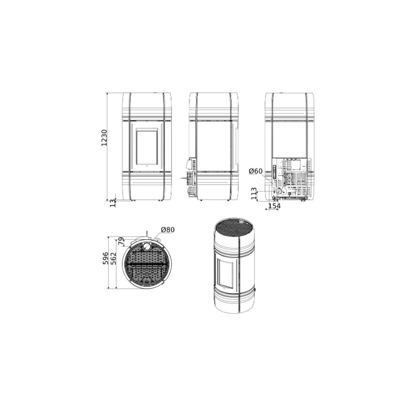 Pelletofen MCZ CURVE Air Matic 8 UP M2 Core (Anschluss oben) - Maestro+ - 8 kW