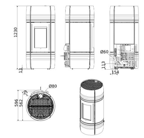 Pelletofen MCZ CURVE Air Matic 8 UP M2 Core (Anschluss oben) - Maestro+ - 8 kW