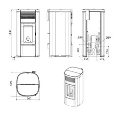 Pelletofen MCZ MUSA Comfort Air Matic 12 R CORE M3 (Anschluss hinten) kanalisierbar - Maestro+ - 12 kW