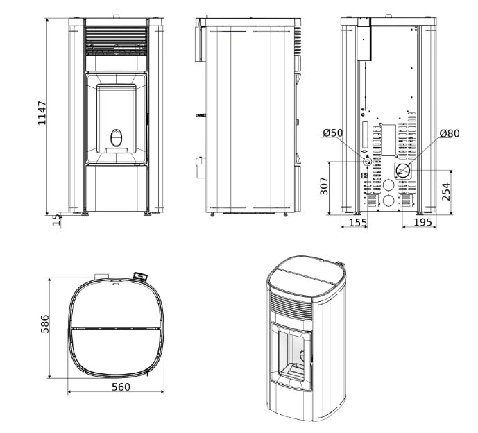 Pelletofen MCZ MUSA Comfort Air Matic 14 R CORE M3 (Anschluss hinten) kanalisierbar - Maestro+ - 14 kW
