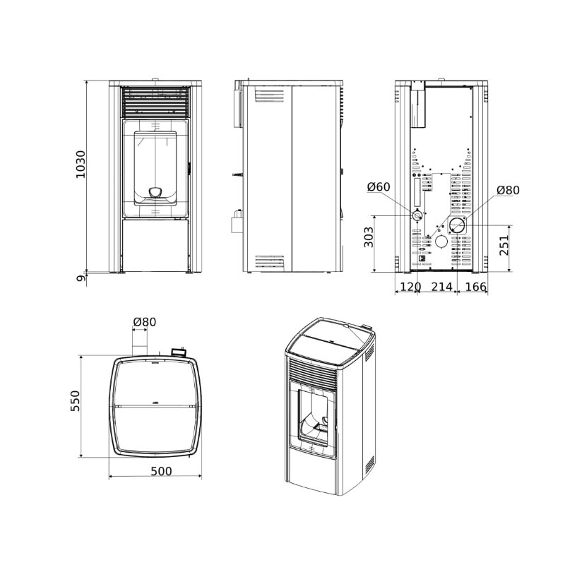 Pelletofen MCZ EGO Air Matic 8 R M3 CORE (Anschluss hinten) - Maestro + - 8 kW