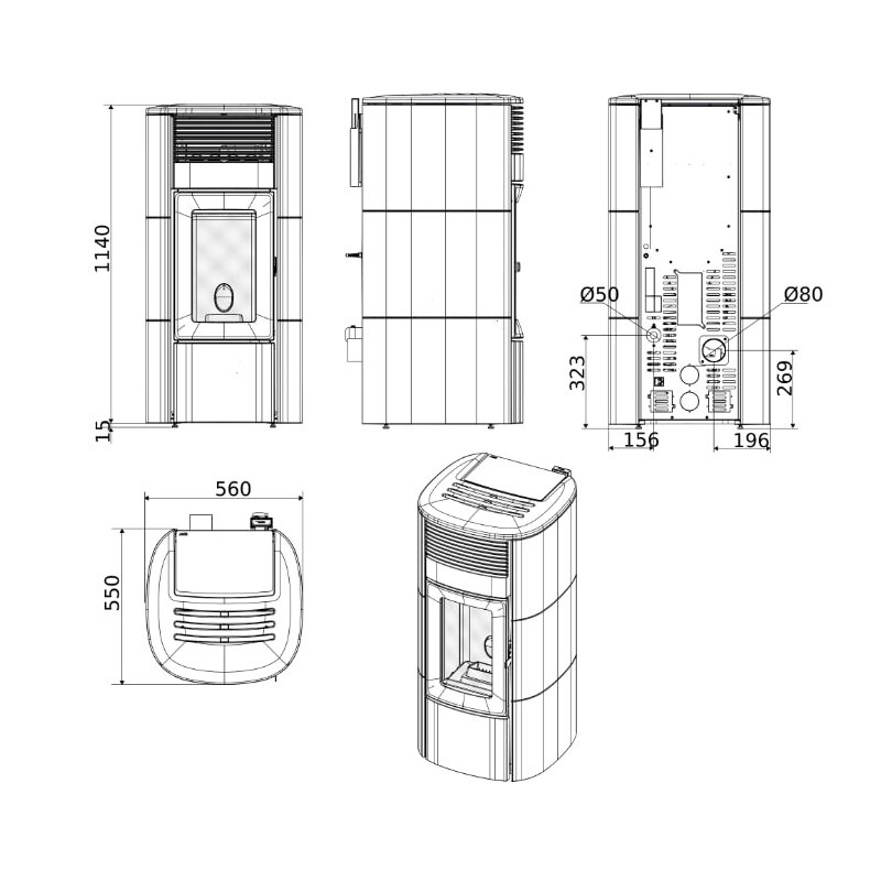 Pelletofen MCZ SUITE Air Matic 10 CORE R M3 (Anschluss hinten) - Maestro+ - 10 kW