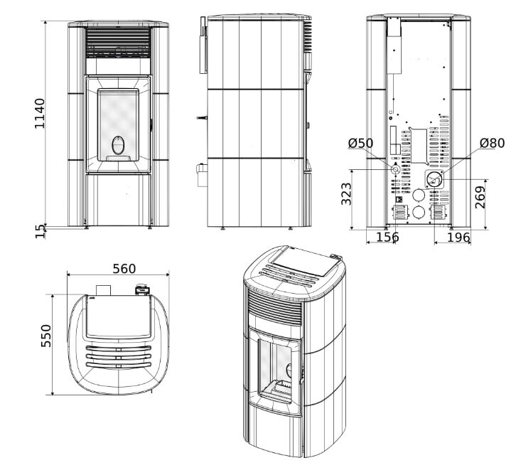 Pelletofen MCZ SUITE Air Matic 10 CORE R M3 (Anschluss hinten) - Maestro+ - 10 kW