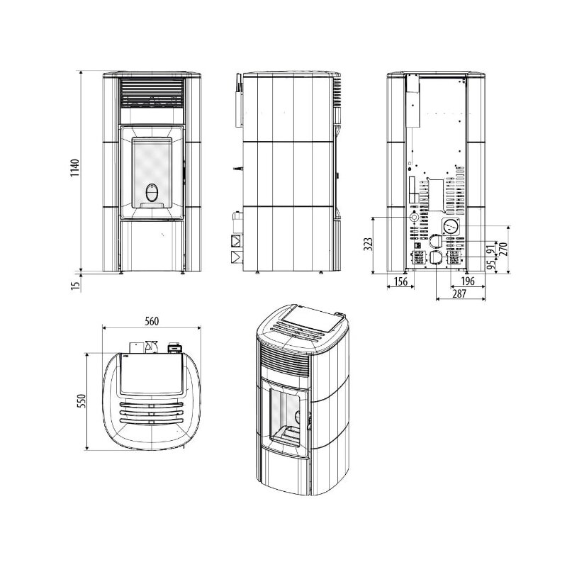 Pelletofen MCZ SUITE Comfort Air Matic 12 CORE R (Anschluss hinten) kanalisierbar - Maestro+ - 12 KW