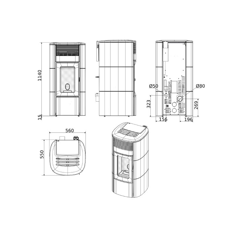Pelletofen MCZ CLUB Absolute Comfort Air Matic 12 CORE R (Anschluss hinten) kanalisierbar - Maestro+ - 12 KW