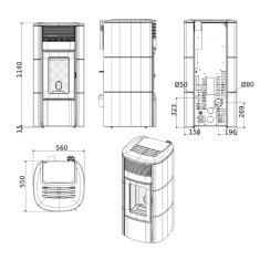 Pelletofen MCZ CLUB Absolute Comfort Air Matic 12 CORE R (Anschluss hinten) kanalisierbar - Maestro+ - 12 KW