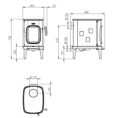 Kaminofen Gussofen Dovre Saga 107 - 7 kW - Schwarz lackiert