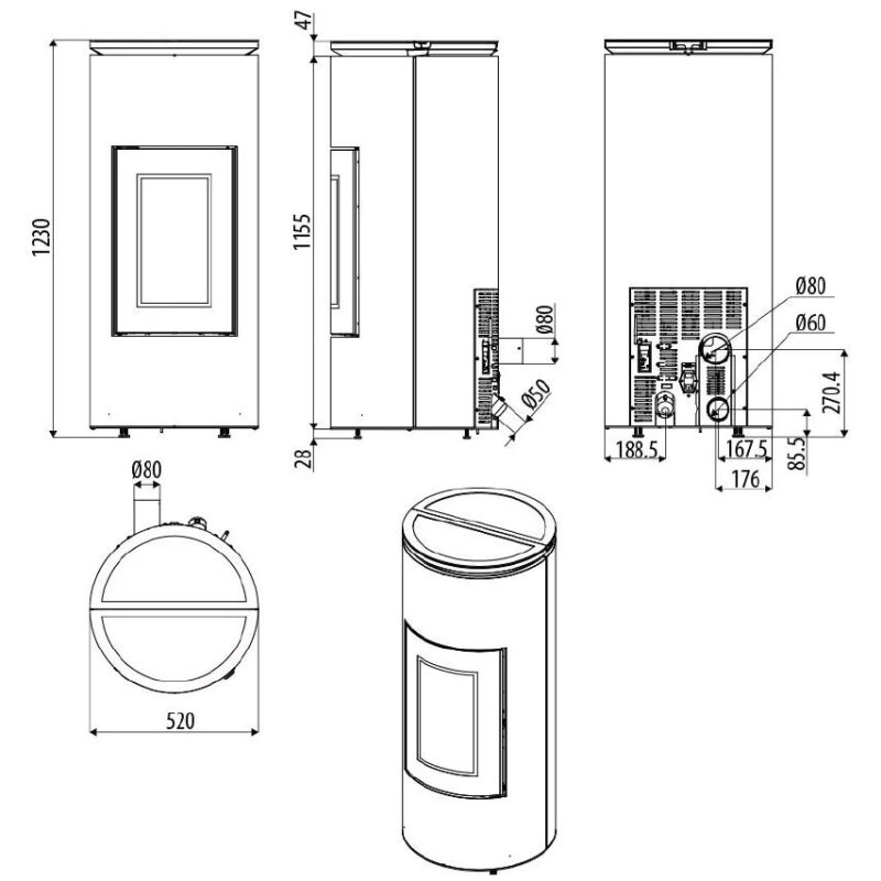Pelletofen MCZ MOOD Comfort Air 8 M2 kanalisierbar - Maestro+ - 8 kW - Silber