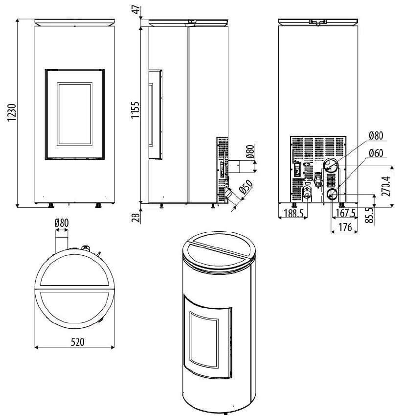 Pelletofen MCZ MOOD Comfort Air 8 M2 kanalisierbar - Maestro+ - 8 kW - Silber
