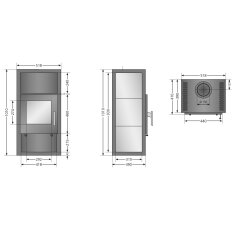 Kaminofen Justus Texas V - 6 kW - Stahl Schwarz - Specksteinkeramik grau