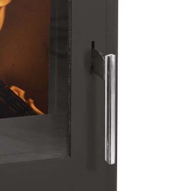 Kaminofen Justus Texas V - 6 kW - Stahl Schwarz - Specksteinkeramik grau