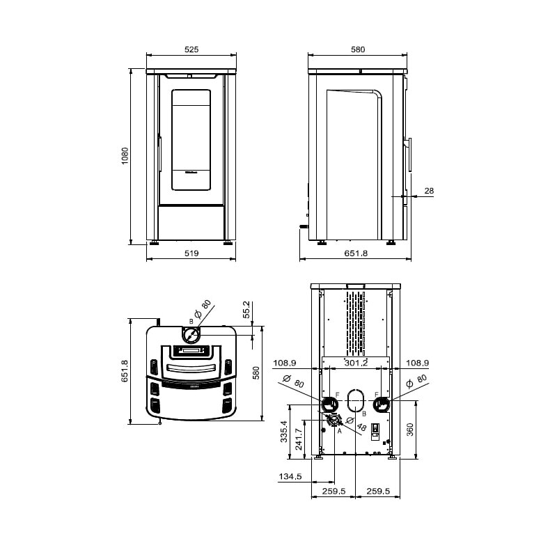 Pelletofen La Nordica Extraflame Teorema Plus 5.0 (kanalisierbar) - 12 kW