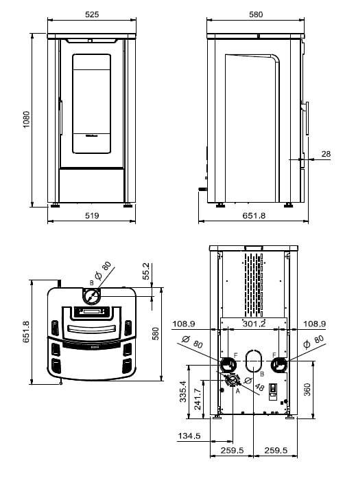 Pelletofen La Nordica Extraflame Teorema Plus 5.0 (kanalisierbar) - 12 kW