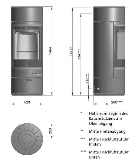 Kaminofen SCAN 85-2 GWH mit niedrigem Sockel + niedrigen Top, Griffe + Leisten Alu, Schamotte - 8 kW - Weiß