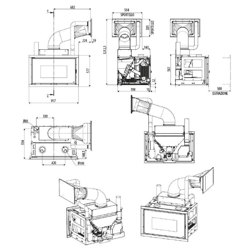 Kamineinsatz Pellet MCZ VIVO 90 Comfort Air 9 M1 kanalisierbar - Maestro+ - 9 kW