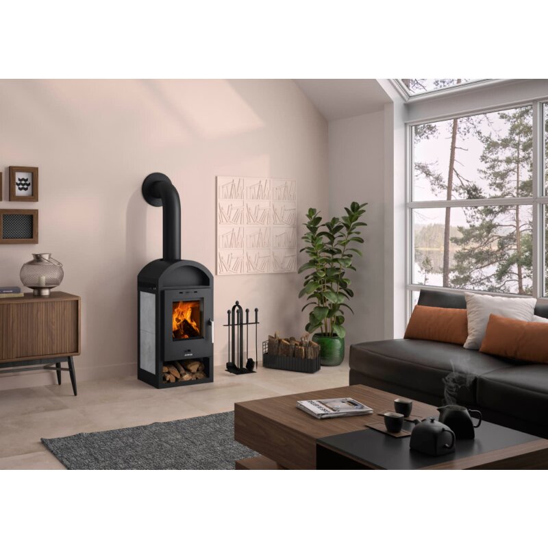 Kaminofen Justus Vegas - 6 kW -  Stahl Schwarz - Specksteinkeramik