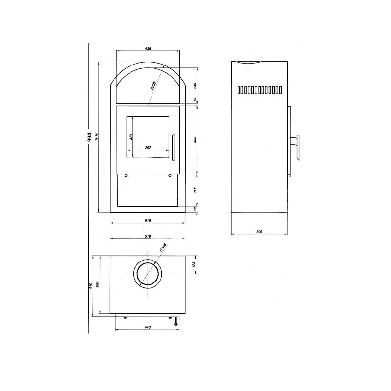Kaminofen Justus Vegas - 6 kW -  Stahl Schwarz - Specksteinkeramik