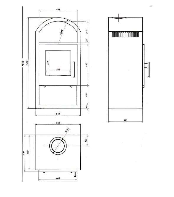 Kaminofen Justus Vegas - 6 kW -  Stahl Schwarz - Specksteinkeramik