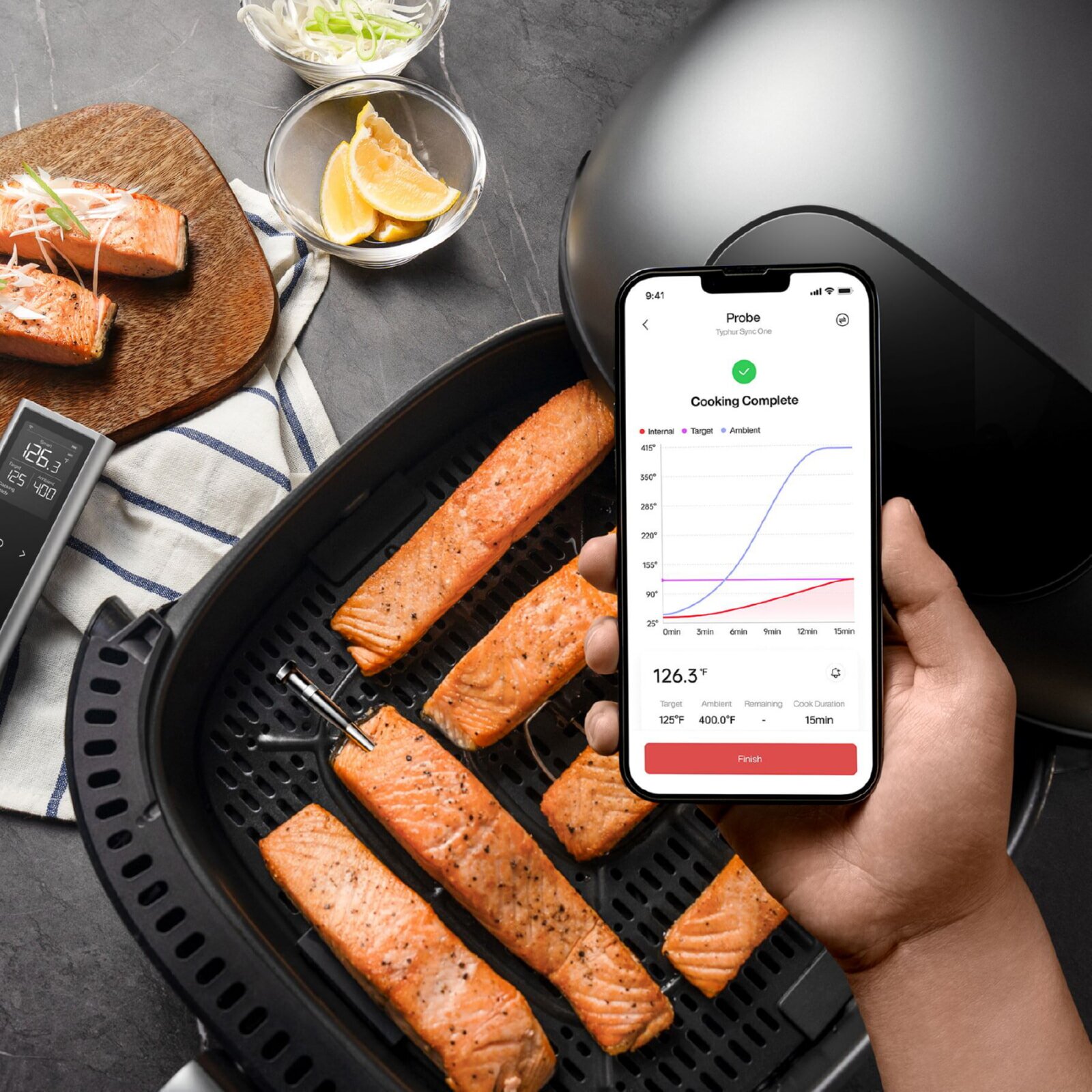 Typhur Sync One kabelloses Fleischthermometer mit 1 Sonde - wireless